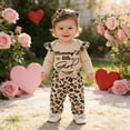 thumbnail image 2 of Toddler Outfits for Girls Valentine's Day Heart Letter Print Short Sleeve Bodysuit with Striped Pants Baby Kids Two Piece Set Multicolour 3 Months-6 Months, 2 of 7
