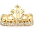 thumbnail image 2 of Sterling Silver CZ Cross Crown Ring (Yellow Gold Plated), 2 of 3