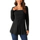 thumbnail image 1 of Camisas de manga larga para mujer 2024, blusas de cuello cuadrado, ajuste holgado, túnicas plisadas y fluidas, negro S, 1 of 1