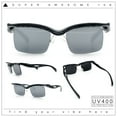 thumbnail image 2 of Aerodynamic Streamline Plastic Half Rim Rimless Rectangle Fashion Sunglasses Black - Silver Mirror, 2 of 8