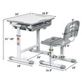 thumbnail image 2 of Gymax Chaise de Bureau Réglable en Hauteur pour Enfants Set Multifonctionnel Étude Dessin Gris, 2 of 10
