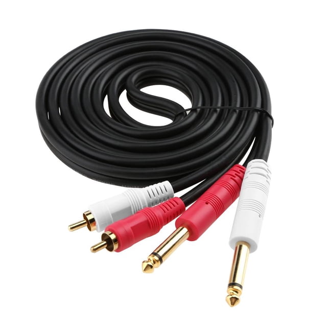 Dual RCA A Dual Mono 6.35mm Male Audio Cable 2RCA To 2 6.5 DVD Mixer (2m)