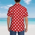 thumbnail image 6 of Daiia Red Polka Dot Hawaiian Shirt for Men Gentle Cotton Regular Short Sleeve Casual-Medium, 6 of 9