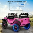 thumbnail image 6 of Lumiparty Kids Ride on Car Truck, 12V Kids Electric Vehicles Car Ride on Toy for Toddlers with Remote Control, 3 Speeds, LED Light, Music, USB for 3-6 Years, Pink, 6 of 9
