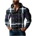 thumbnail image 2 of FDGIU 2025 Men's Hooded Flannel Shirt - Button Down Plaid Shacket, Fleece Lined Fall Jacket with Pockets, Fall Winter Top, 2 of 5