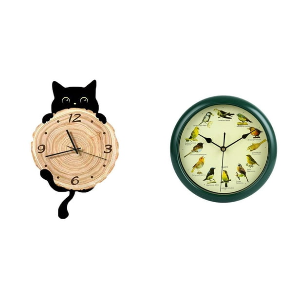 Reloj de pared,Reloj de pared decorativo para baño y dormitorio.,Reloj de pared,Reloj de pared decorativo con pájaros cantores,Reloj de pared de 10 pulgadas con sonido de pájaros musicales