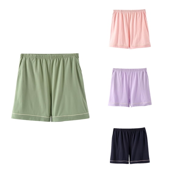 Loopsun Womens Summer Casual Solid Stretchy Loose Loungewear Sports Daily Wear Shorts with Pockets Pink, M