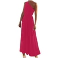 thumbnail image 2 of Antinious Women Summer Solid Sleeveless Off Shoulder Elastic Waist Soft Casual Comfortable Dress, 2 of 5