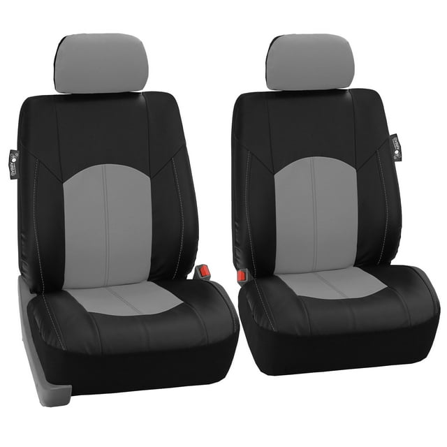 FH Group Universal Fit Perforated Leather Car Seat Covers Gray - Front Set