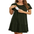 thumbnail image 2 of EIMELI Robe de Grossesse Femme Couleur Unie Manches Courtes Col Rond Double Couche Allaitement Robe de Nuit Maternité, 2 of 5