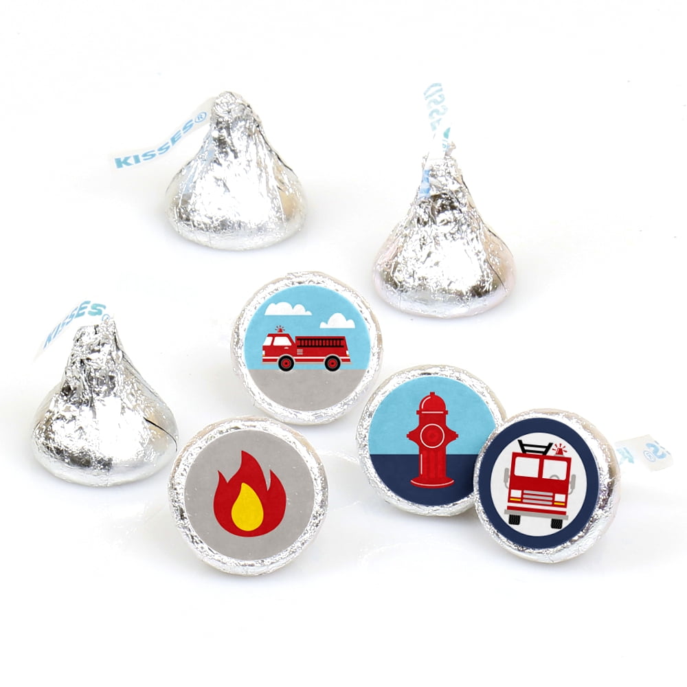 Puppy Fire Truck Firefighter Birthday Party Supplies Bundle Pack of Dinner Plates Snack Plates and Napkins for 16 Guests plus Bundle of Fun Sticker