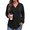Black, variant on WellSize Womens Plus Size Hoodies Trendy Drawstring Sweatshirts for Women Casual V Neck Tops Fall Lightweight Pullover