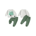 thumbnail image 2 of Baby Toddler Boy 2 Piece Fall Outfit, 0 6 12 18 24 Months 2T 3T Letter Rugby Print Long Sleeve Sweatshirt Elastic Waist Pants with Pockets Clothing Set, 2 of 9
