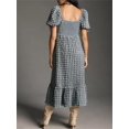 thumbnail image 3 of Gupgi Women's Puff Sleeve Midi Dress Solid Color Bubble Textured Smocked Sweetheart Neck Ruffled Flowy Dress, 3 of 6