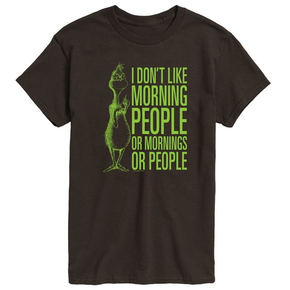 Dr. Seuss The Grinch - Christmas - I Don't Like Morning Or People - Men's Short Sleeve Graphic T-Shirt