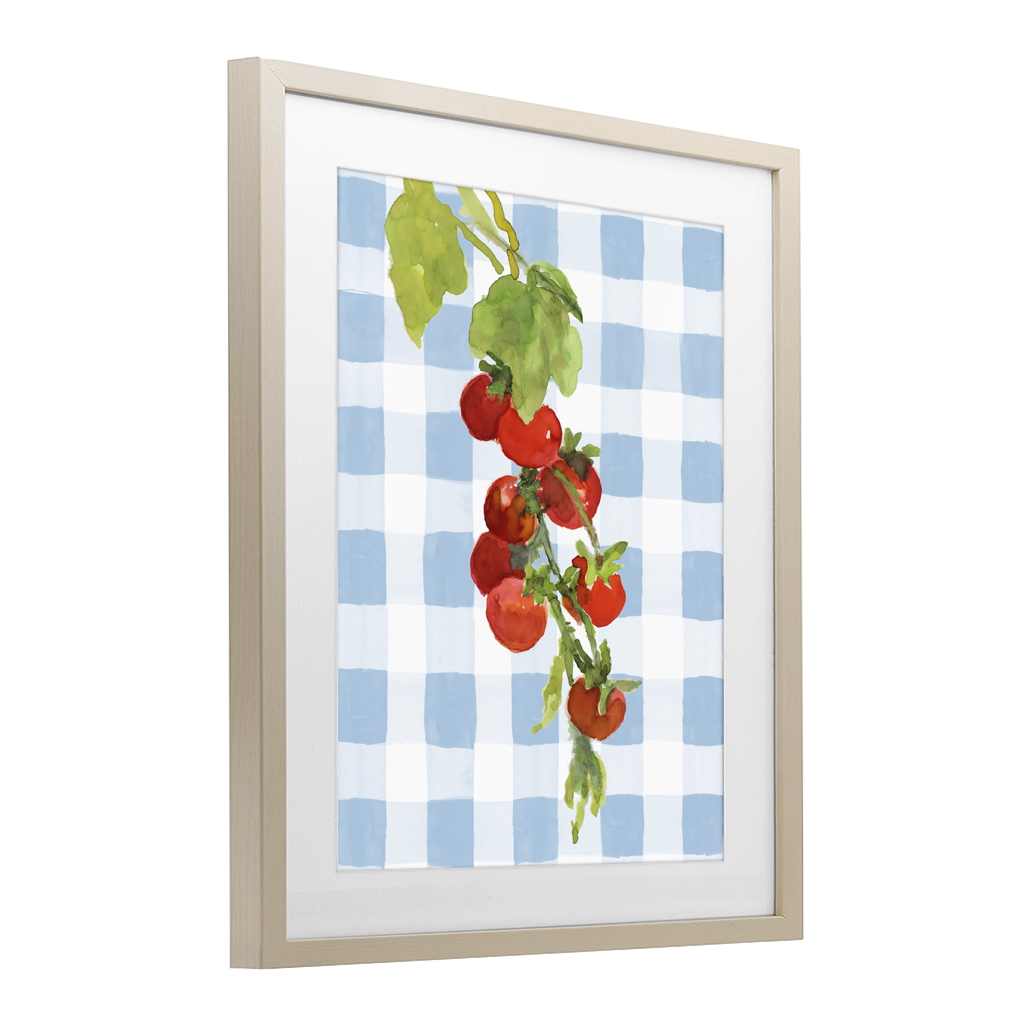 Stupell Industries Vine Ripe Tomatoes on Plaid Birch Framed Print Under Glass, design by Lanie Loreth