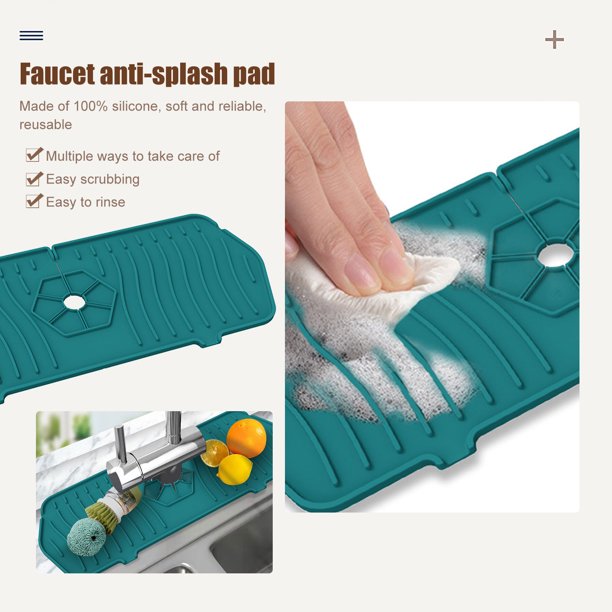 Batería de Cocina Grifo de silicona para cocinaalfombrilla absorbente para fregaderoprotector contra olores contra salpicaduras de agua (verde) Wdftyju Libre de BPA