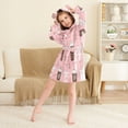 thumbnail image 3 of FORMRS Niños Bathrobe Unisex Hooded Robe Soft Plush Pajamas Sleepwear, Size 2-3T, Brown Hand Drawn Cups, 3 of 7