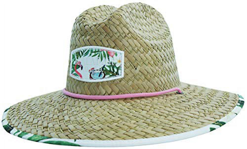 Woman's Sun Hat, Straw Hat with Fabric Pattern Print Lifeguard Hat, Beach, Ocean, Pool, Walking, and Outdoor, Summer Hat, Fits All, Malabar Hat Co - image 5 of 6