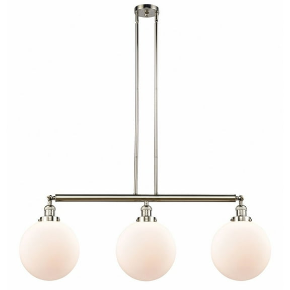 213-PN-G201-10 Innovations Lighting Beacon - 3 Light Island In Industrial Style-14 Inches Tall and 42 Inches Wide-Polished Nickel Finish-Matte White