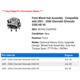 thumbnail image 2 of Front Wheel Hub Assembly - Compatible with 2001 - 2006 Chevy Silverado 2500 HD V8 2002 2003 2004 2005, 2 of 2