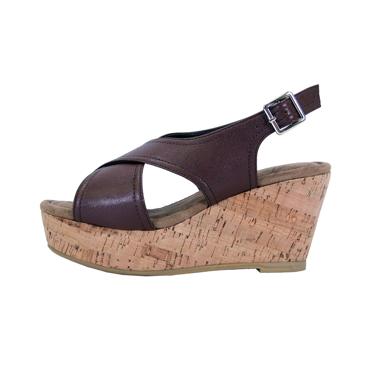 FUZZY Anya Women Extra Wide Width Platform Corkscrew Wedge High Heel Slingback
