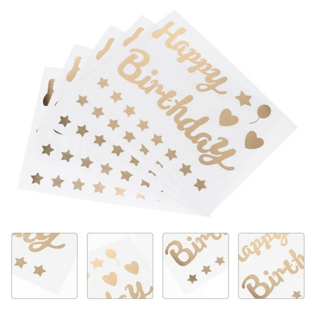 WHAMVOX  5 Pcs Self-adhesive Stickers Happy Birthday DIY Decorations