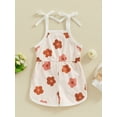 thumbnail image 4 of Suealasg Baby Girls Summer Outfits Sleeveless Floral Print Jumpsuit Overalls Romper Infant Girls Spaghetti Strap Suspender Pants, 4 of 9