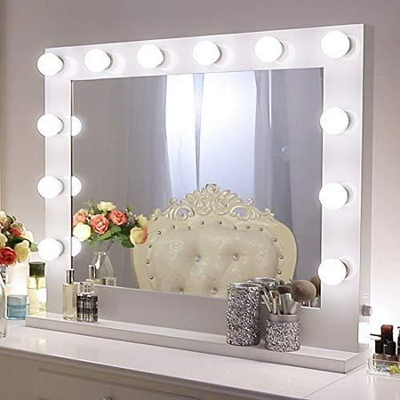 Chende Large Vanity Mirror With Light 31 5 X 25 6 Inches Hollywood White Lighted Led Makeup For Wall Or Tabletop Replaceable Bulbs And Gloss Metal Frame Design Canada Chende Large Vanity Mirror With Light, Vanity Mirror With Replaceable Bulbs