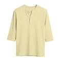 thumbnail image 3 of Elbow Length Tops for Women, Audhol 3/4 Length Sleeve Womens Tops V Neck Button down Shirts Business Casual Outfits Basic Tees Summer Top 2026 Beige 3/4 Sleeve Top Xxl, 3 of 4