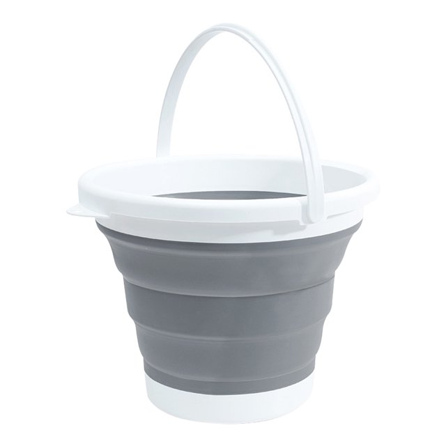 FLhrweasw Cubo Plástico Plegable 5/10L Portátil para El Interior Al Aire Libre (gris 10L)