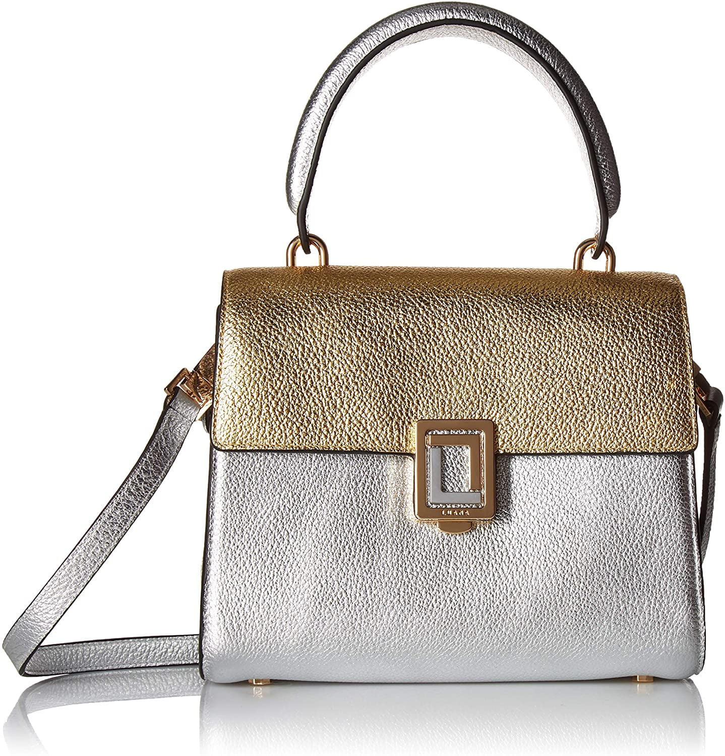 Luana Italy Women's Paley Mini Satchel Imported Leather Handbag with Polyester Lining, Gold