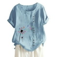 thumbnail image 1 of Gibobby Playera de Manga Corta con Cuello Redondo Mujeres Blouse Top Floral imprimir con estilo T camisas(Azul,M), 1 of 4