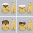 thumbnail image 4 of Mercatoo Baby Boys Girls Two Piece Snowsuit, Toddler Winter Fa𝐮x F𝐮r Hooded Puffer Down Jacket Coat with Ski 𝐁ib Ski Suits, 4 of 7