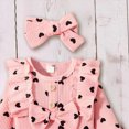 thumbnail image 4 of NOLDARES Infant Baby Girls Outfit Sets Ruffle Long Sleeves Romper Tops Bowknot Pants with Headband 3pcs Baby Girls Pant Sets,Pink,3-6 M, 4 of 6