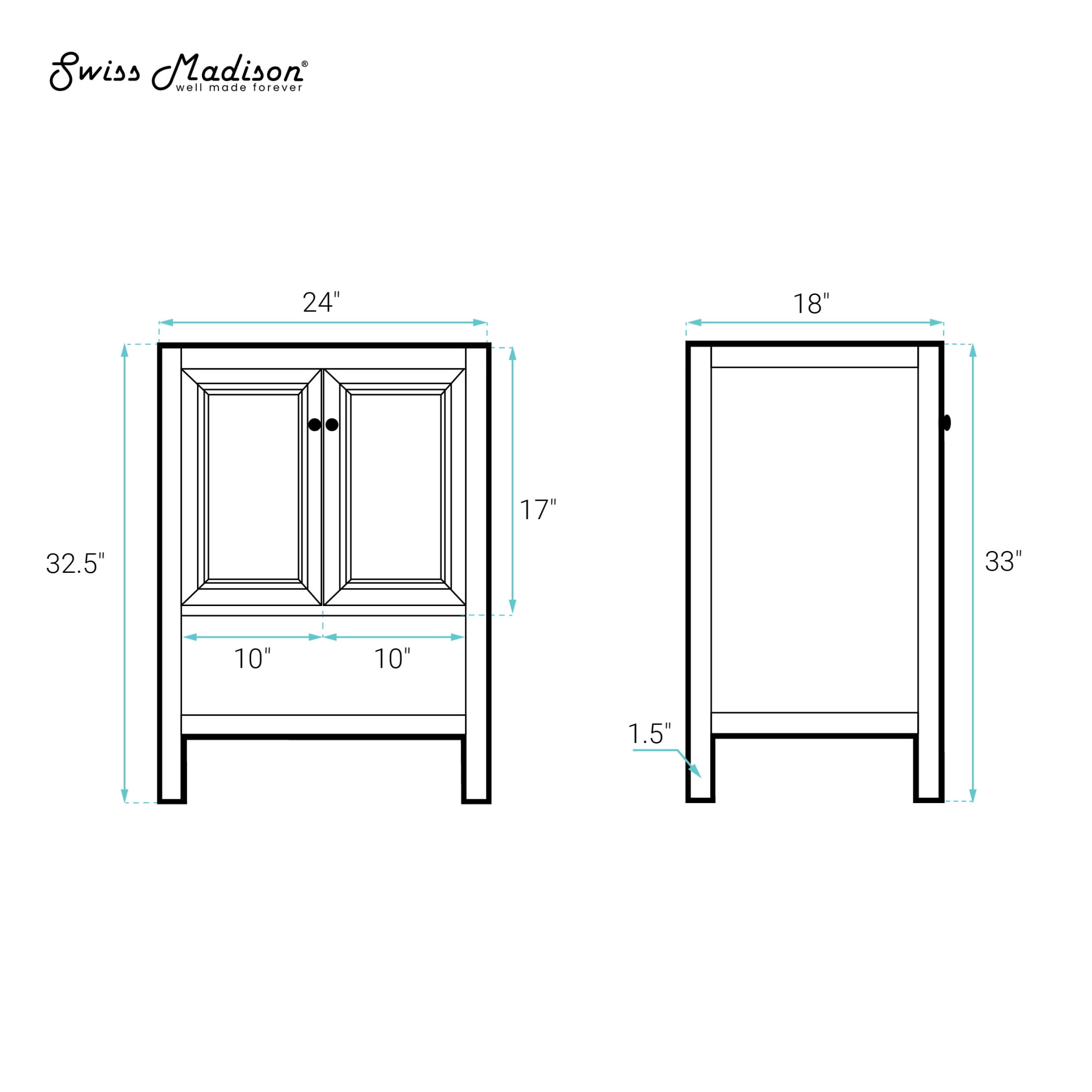 Chateau 24" Freestanding Bathroom Vanity Cabinet without Top in Brown Oak