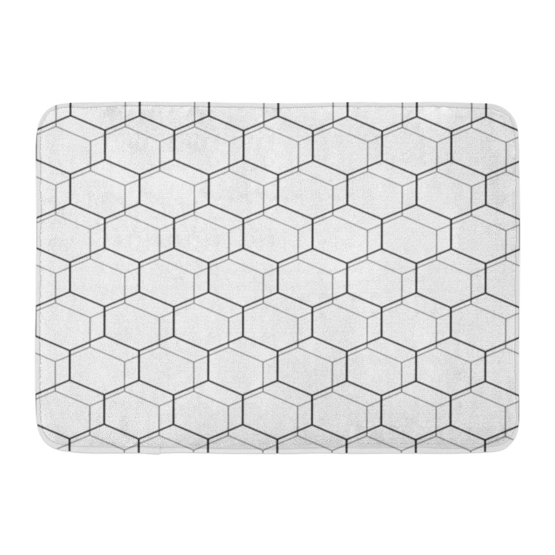 JSDART Octagon Geometric Fine Abstract Octagonal Modern Pattern Black and White Line Doormat