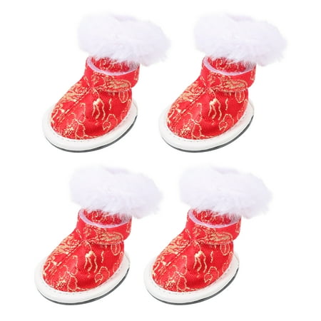 

NUOLUX 4PCS Pet Dog Warm Shoes Festival Themed Dog Shoes Thermal Pet Puppy Shoes