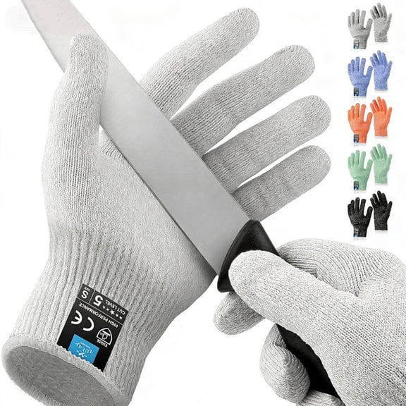 HOMEIORA Cutting Gloves, 2 Pairs of Cut Resistant Gloves Food Grade, Cut Resistant Gloves for Kitchen, Oyster Shucking, Fish Fillet Processing, Carving Wood and Gardening - S, White