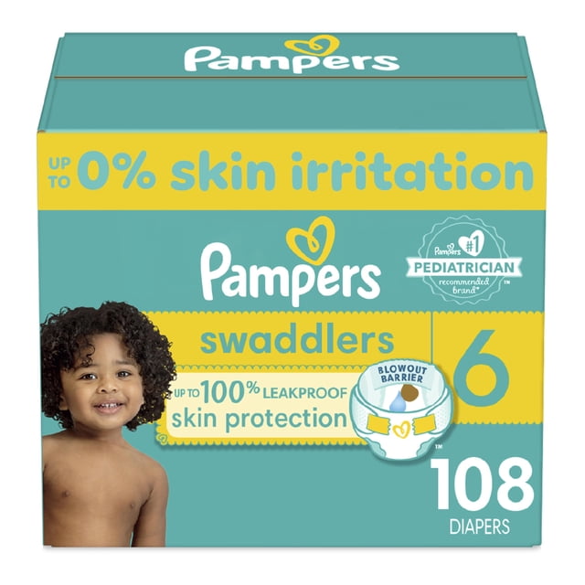 Pañales Pampers, tamaño 6, ultrasuaves, 108 unidades