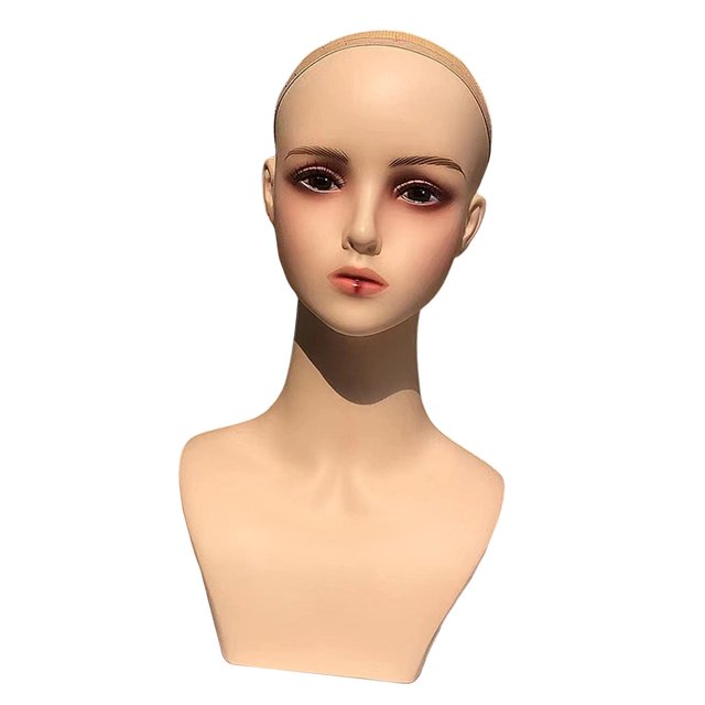 Female Mannequin Head with Durable Shoulder, Smooth and Stable Base, Display Style A