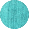 thumbnail image 1 of Ahgly Company Machine Washable Indoor Round Oriental Turquoise Blue Industrial Area Rugs, 4' Round, 1 of 4