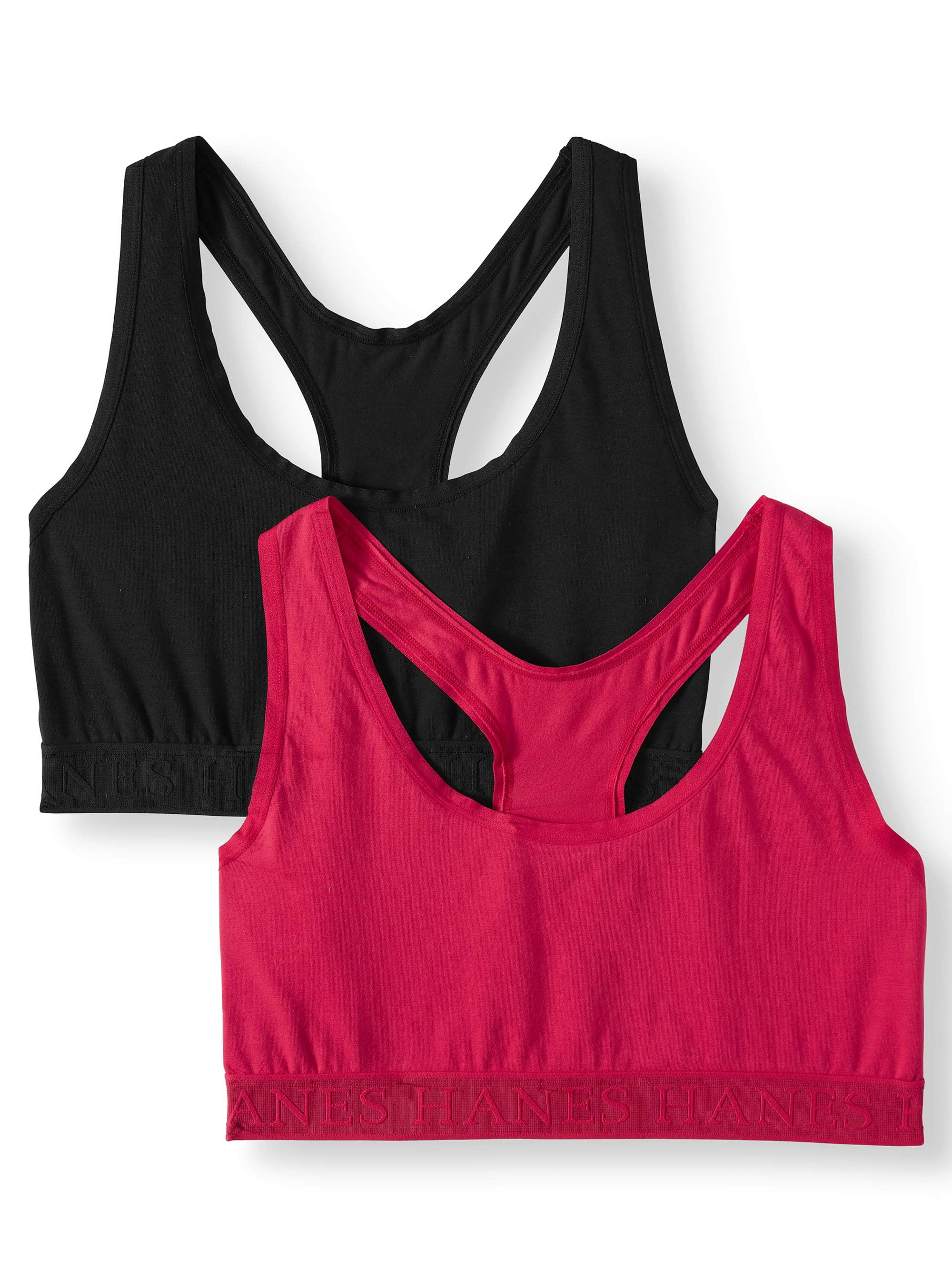 Hanes Women's Racerback Bra with Comfortflex Fit, 2 Pack