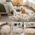 thumbnail image 6 of 4ft Round Rug, Pastoral Botanical Non-Skid Rubber Backing Large Area Rugs - Living Room Bedroom Home Office, Farmhouse Floral Rustic Indoor Floor Mat Carpets Washable Rug, 6 of 9