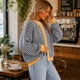 thumbnail image 5 of Womens Striped Cardigan Sweaters Long Sleeve Button Up Knit Tops Fall Winter Oversized Color Block Loose Open Front Casual Cardigan M, 5 of 7