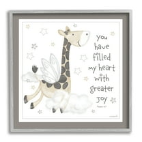 Stupell Industries Psalm Verse Giraffe Animals & Insects Painting Gray Framed Art Print Wall Art, 12 x 12