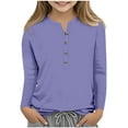 thumbnail image 2 of Baby Days YLSDY Going Out Tops for Girls,Kids Casual Long Sleeve Solid Blouses Button Down Shirts Henley Neck Dressy Tunics Tops Purple 4 Years, 2 of 6