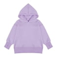 thumbnail image 6 of Drop Shoulder Solid Color Casual Tops, Long Sleeve Pullover Tops Kids 5-14 Years Hoodies Kangaroo Pocket Kids Tops Girls Casual Pullover Fleece Lined Pullover, Light Violet 160, 6 of 7