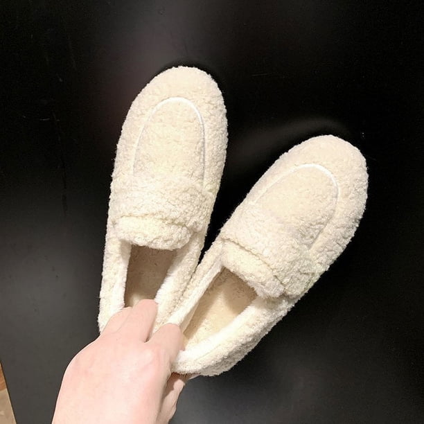 Atuendo de invierno para mujer Zapatos de estilo otoñal e invernal Zapatos de algodón con forro polar para mujer Zapatos de mujer cálidos de suela gruesa de moda de talla grande