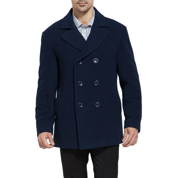 Men Mark Classic Wool Blend Pea Coat (Regular and Big & Tall)